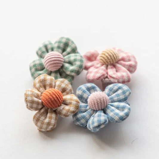 Gingham Flower Clips (4 colors)