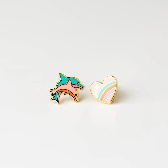 Heart and Dolphin Earrings