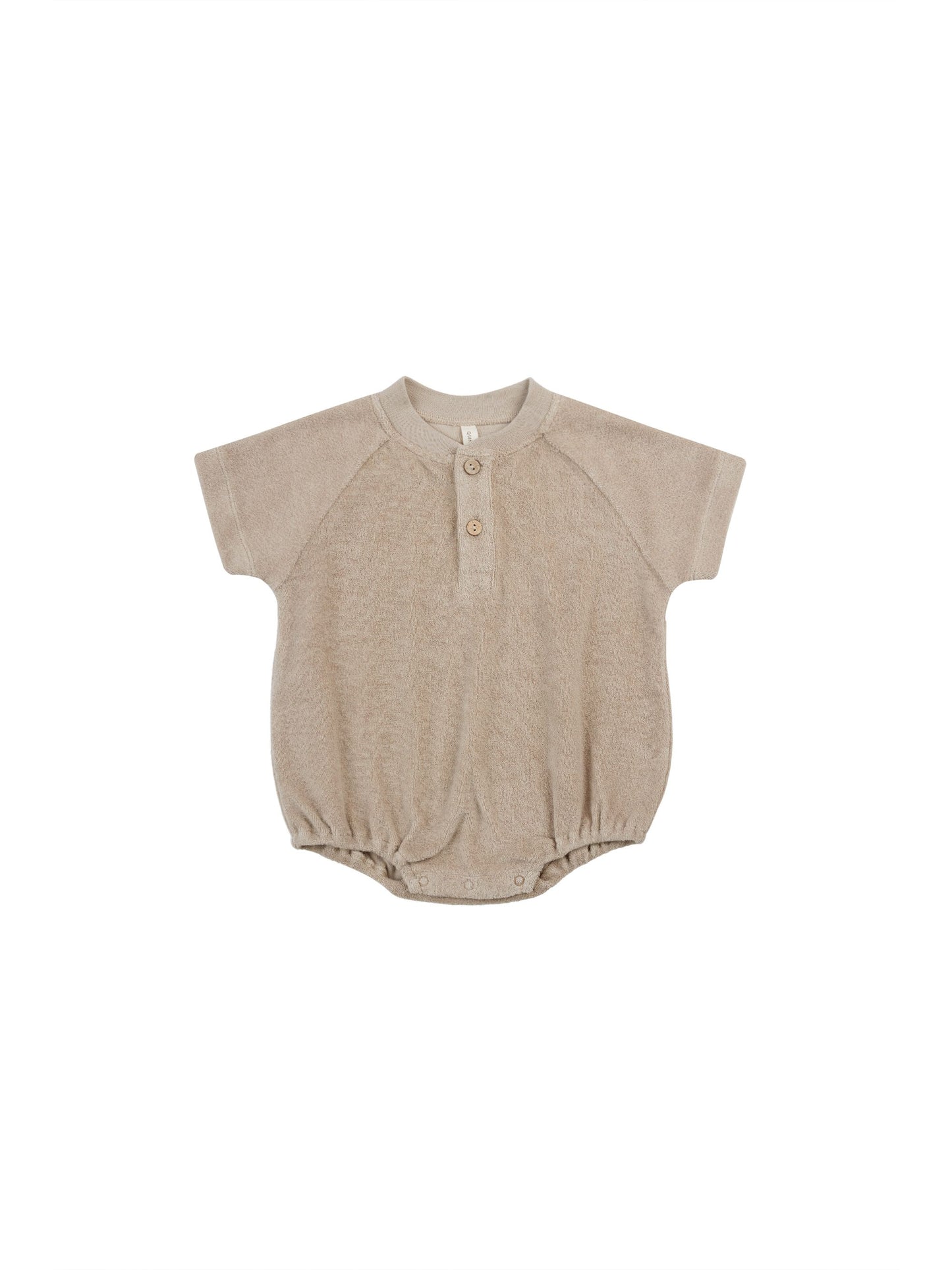 Quincy Mae Terry Henley Romper Oat