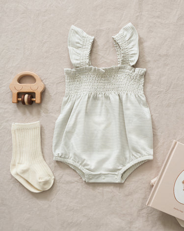 Quincy Mae Smocked Romper Stripe
