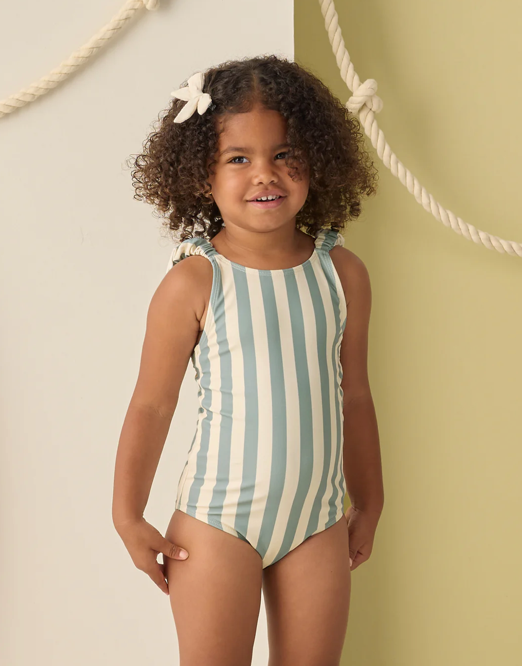 Rylee & Cru Scrunch Onepiece Green Stripe