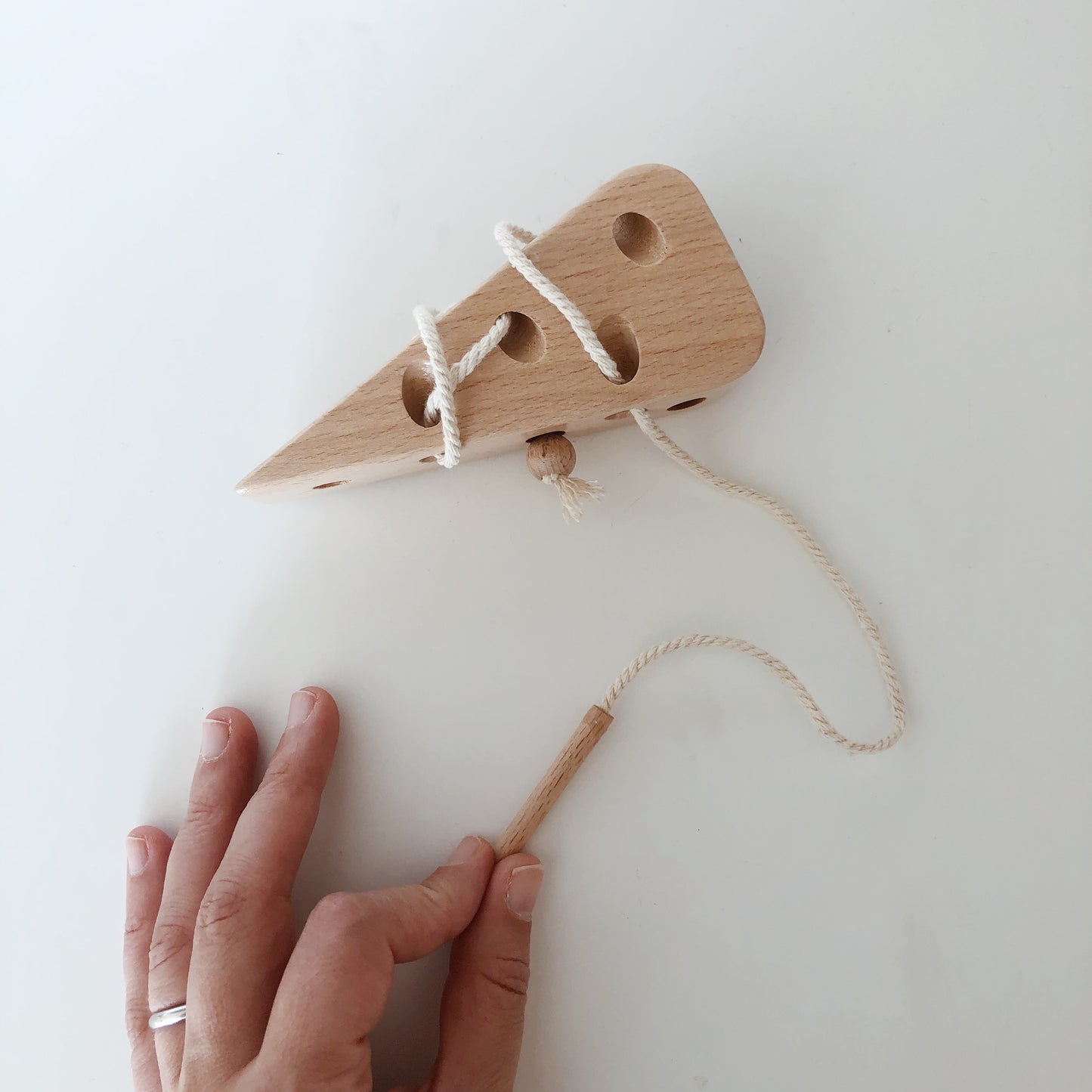 Wooden Cheese Lacing Toy