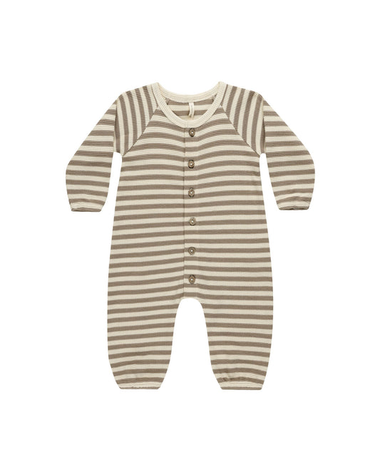 Quincy Mae Waffle Jumpsuit Olive Stripe