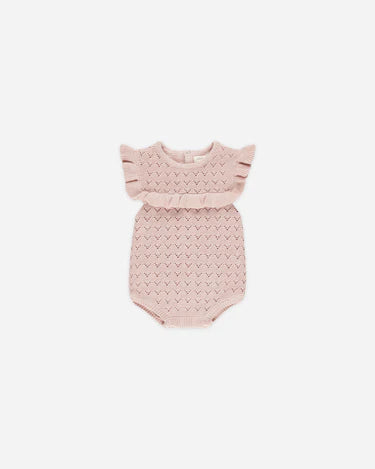 Quincy Mae Pointelle Ruffle Romper Bubblegum