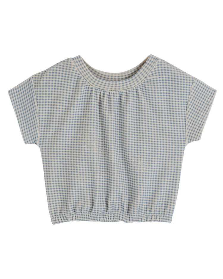 Baby Blue Gingham Terry Towel Top