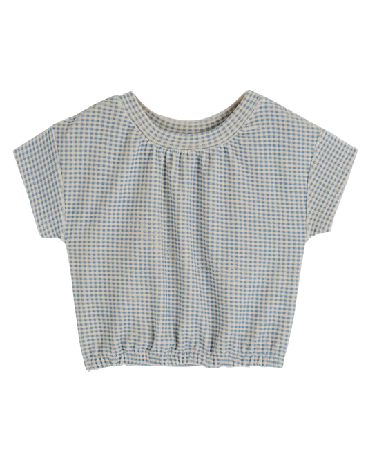 Baby Blue Gingham Terry Towel Top
