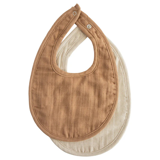 Mushie 2-pack Bib Set Tan/Fog