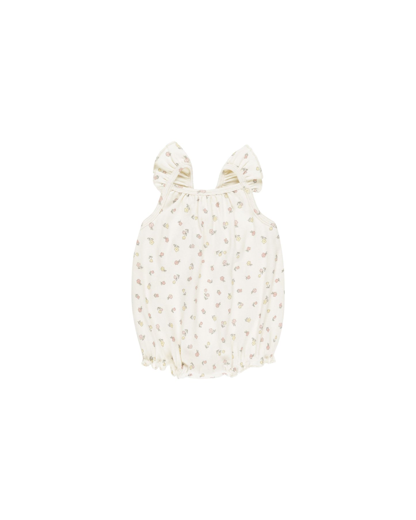 Quincy Mae Ribbed Ruffle Romper Fleur