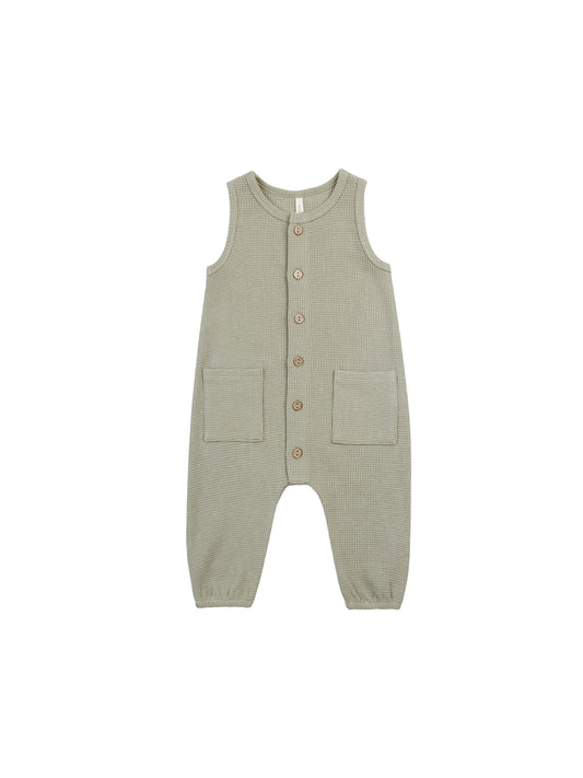 Quincy Mae Waffle Jumpsuit Sage
