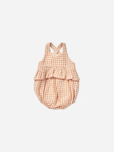 Quincy Mae Penny Romper Melon Gingham
