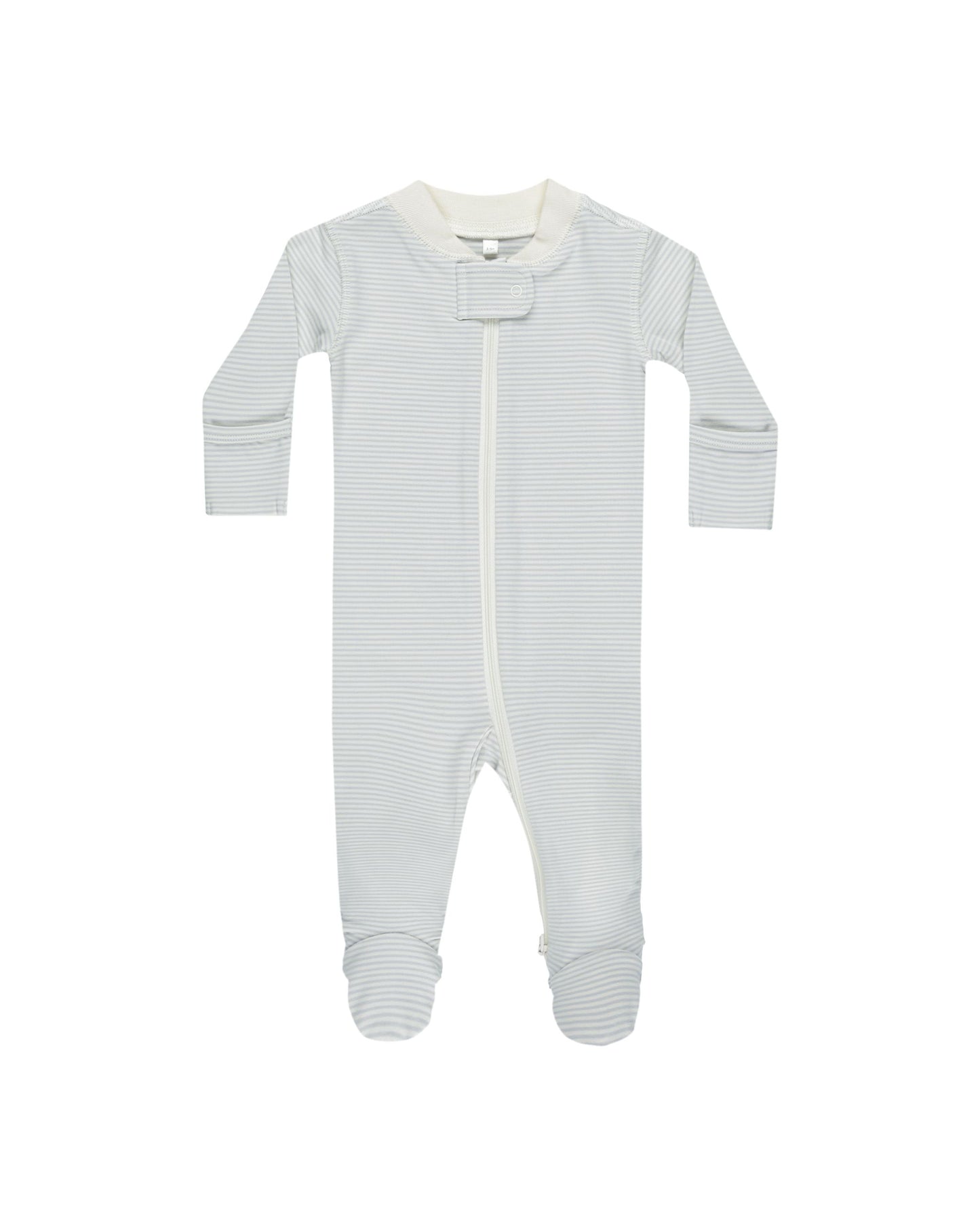 Quincy Mae Long Sleeve Footie Sky Micro Stripe