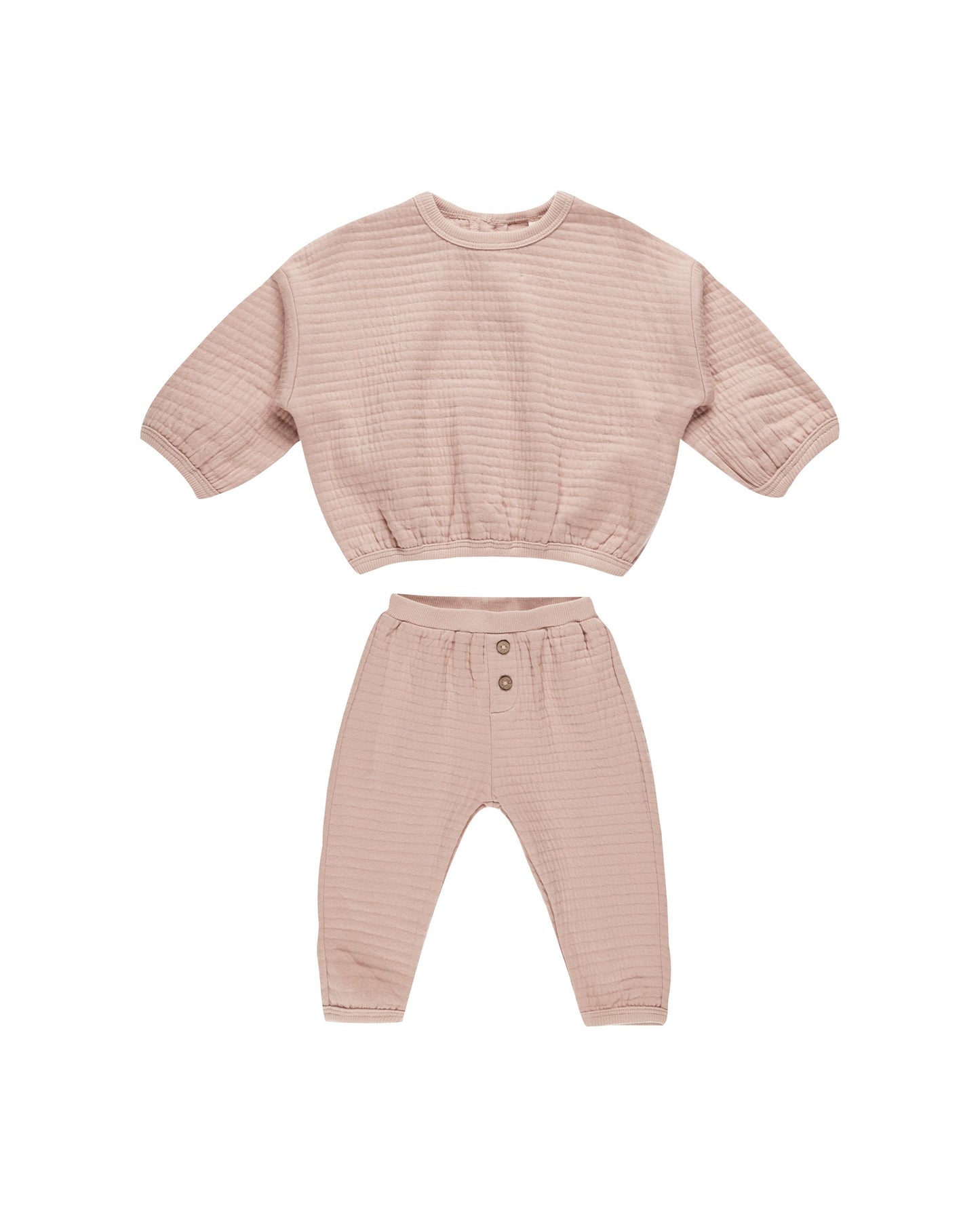 Quincy Mae Textured Sweat Set Blush