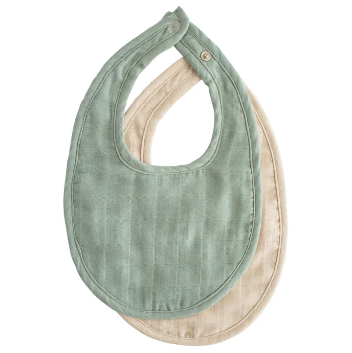 Mushie 2-pack Bib Set Green/Fog