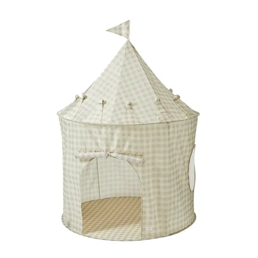 Recycled Fabric Play Tent Gingham Beige