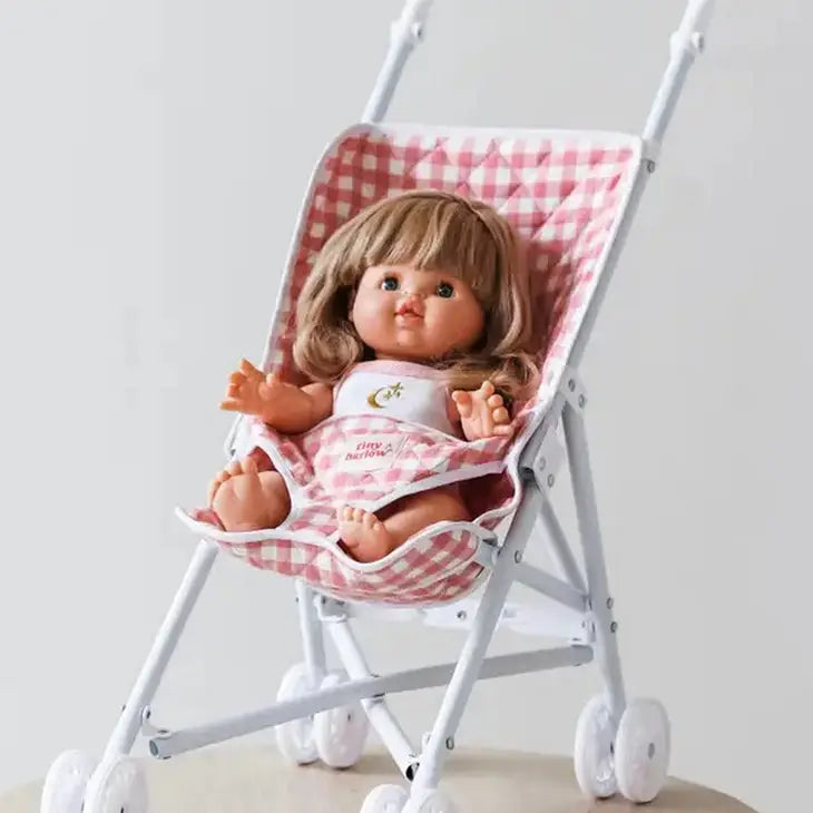 Pink Gingham Doll Stroller