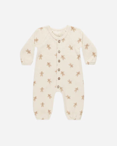 Quincy Mae Waffle Long Sleeve Jumpsuit Gingerbread