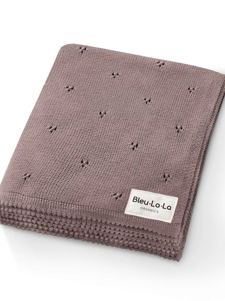 100% Organic Cotton Pointelle Swaddle Receiving Baby Blanket Plum