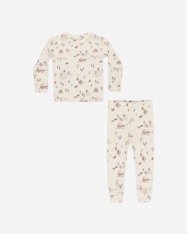 Rylee & Cru Organic Long Sleeve Pajama Set Winter Town