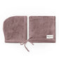 100% Organic Cotton Luxury Organic Blanket + Bonnet Hat Set Plum