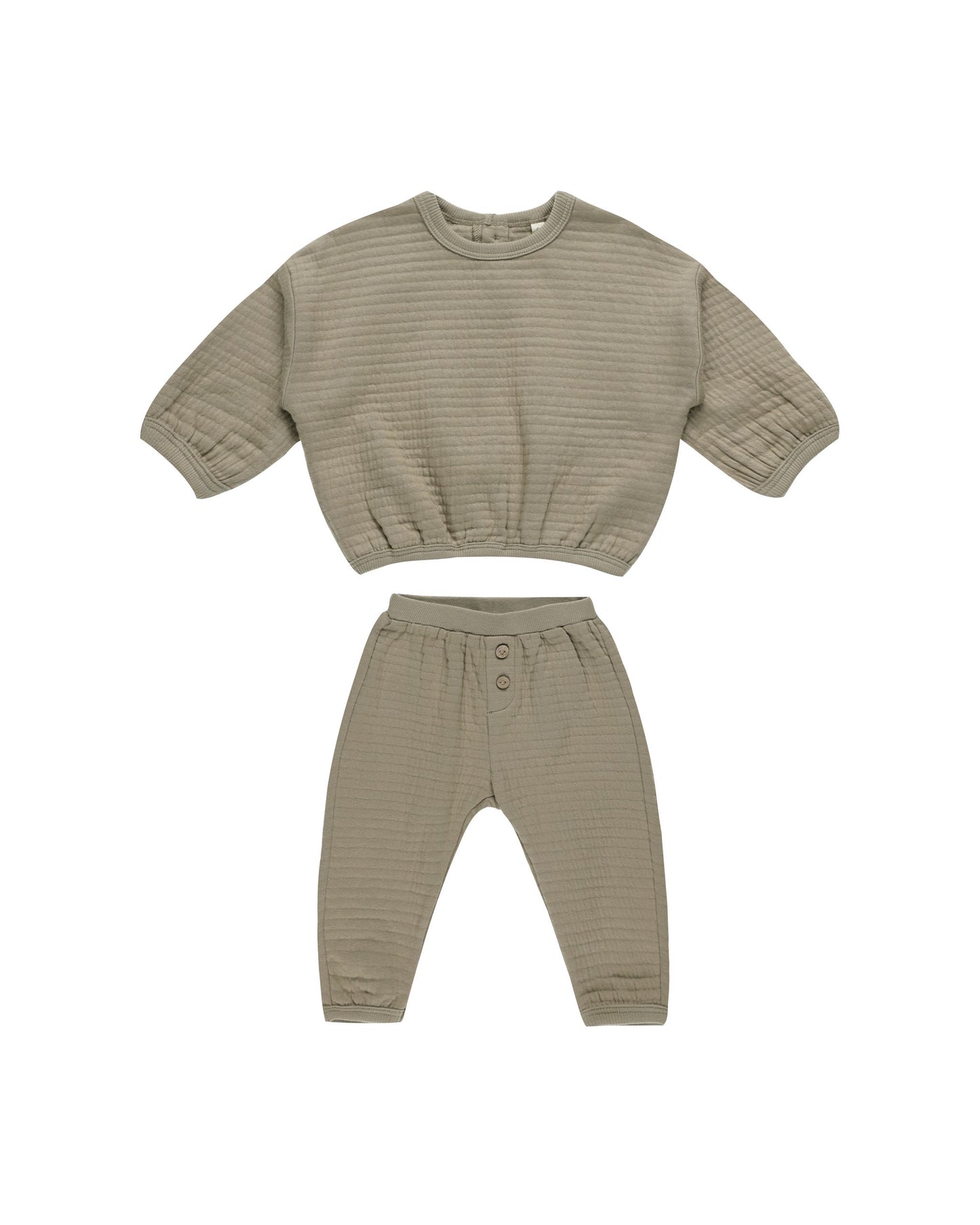 Quincy Mae Textured Sweat Set Olive