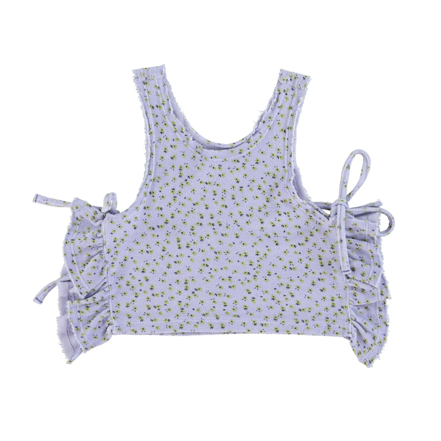 top with side opening-yellow with lavender flowers