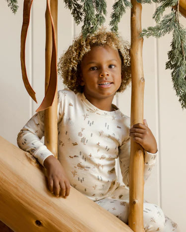 Rylee & Cru Organic Long Sleeve Pajama Set Winter Town