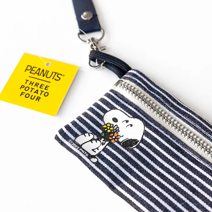 Snoopy Lanyard Zip Wallet Stripe