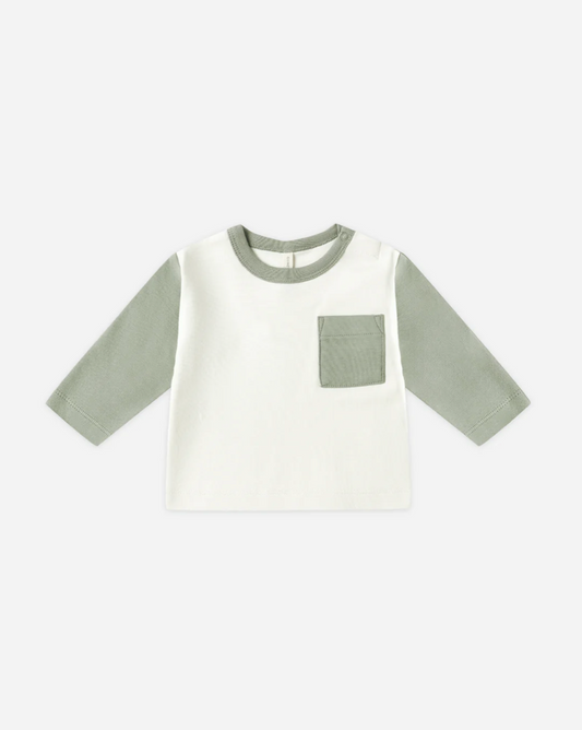 Quincy Mae Long Sleeve Raglan Tee Fern