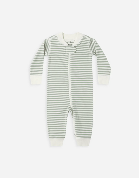 Quincy Mae Striped Onesie Fern