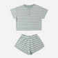 Rylee & Cru Summer Waffle Set Sea Green Stripe