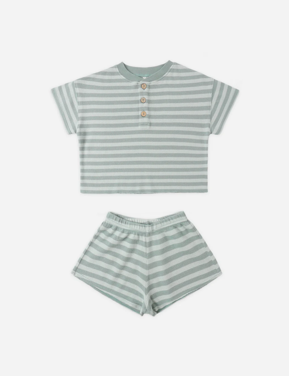 Rylee & Cru Summer Waffle Set Sea Green Stripe