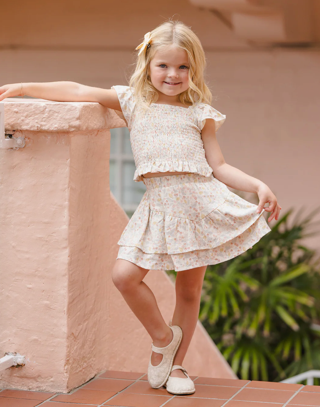 Rylee & Cru Tiered Mini Skirt Summer Garden