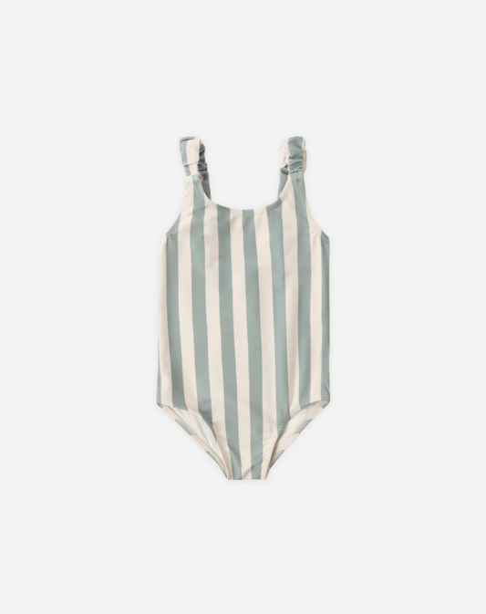 Rylee & Cru Scrunch Onepiece Green Stripe