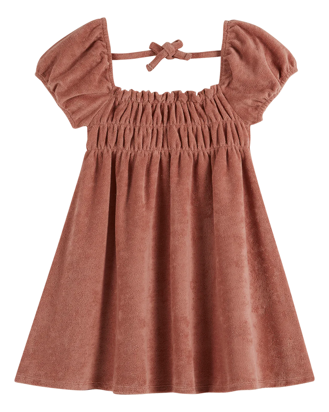 wooden smocked terry dress