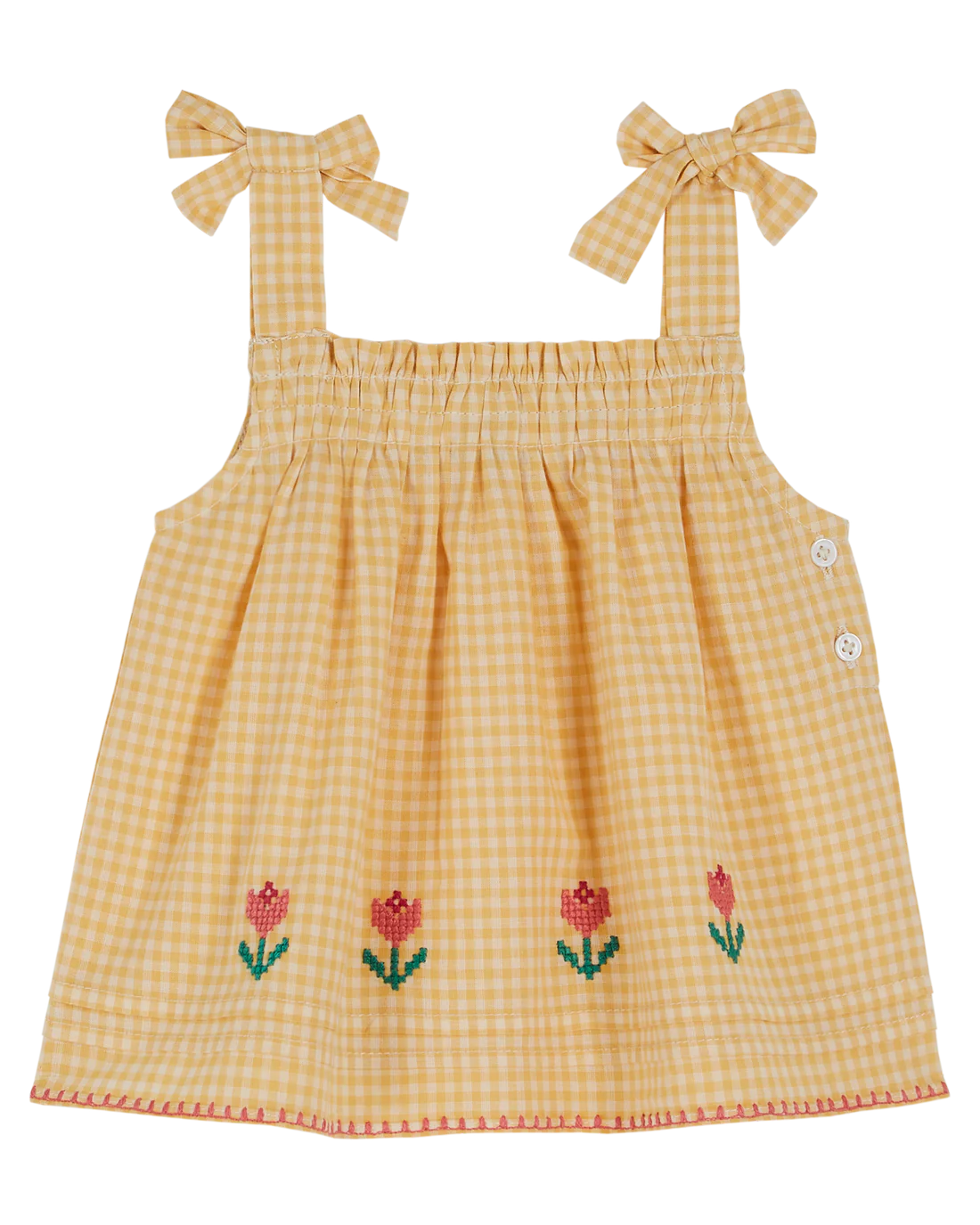 Yellow Gingham cross-stitch top with straps