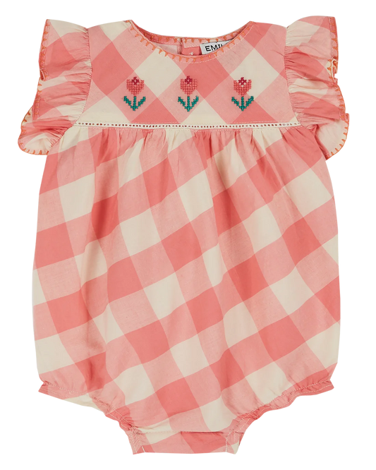 Rebroded combibloomer vichy pink candy dress