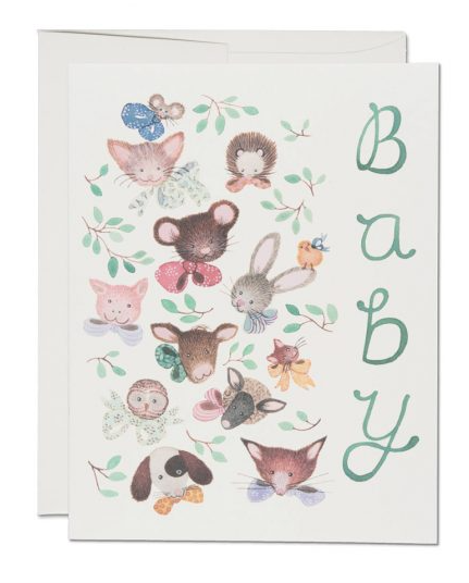 Pink Noses Baby Card