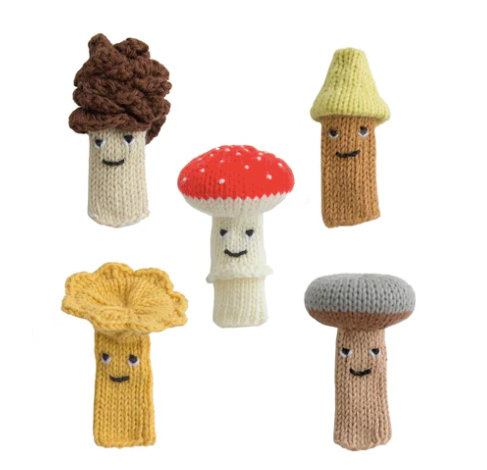 Mushroom Knit Finger Puppets