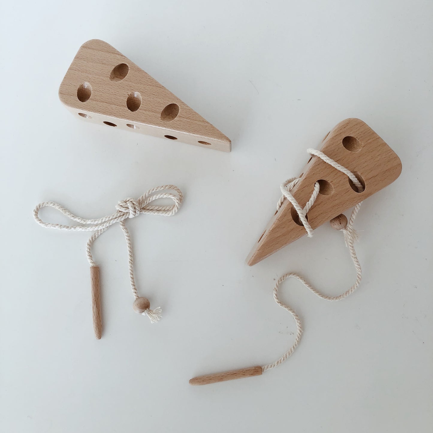 Wooden Cheese Lacing Toy